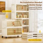 KAKA NEST 70cm Foldable Storage Cabinet With Wheels Durabox Plastic Wardrobe Kitchen Cabinet Organizer For Clothes Home - Image 6